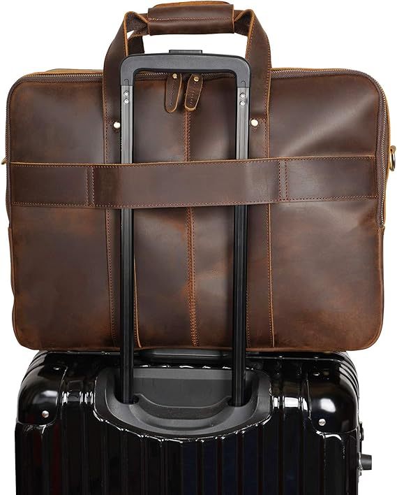 Luxury 14-Inch Genuine Leather Executive Briefcase – Waterproof Crazy Horse Office Laptop Bag - View 3
