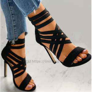 Sexy Cross Thin Strap Ladies High Heeled Sandals Classy Ankle Thong Women Dress Shoes - Product Image 2