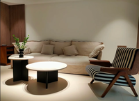 Fauteuil d'appoint japonais moderne du milieu du siècle Canapé simple Wabi-Sabi avec cadre en bois Chaise de loisirs pour la maison ou le salon de l'hôtel