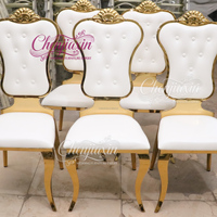 Mobilier d'hôtel commercial moderne OEM d'usine, empilable, de luxe, économique, en acier inoxydable, chaises trône king size, tables, pour mariages et parcs