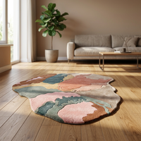 Contemporary abstract wool rug hand carved irregular shape soft carpet for living room bedroom decor floor mat interior piece