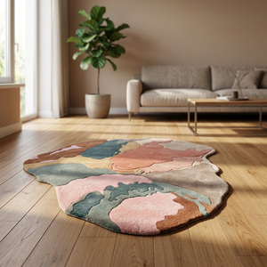 Contemporary abstract wool <b>rug</b> hand carved irregular shape soft carpet for living room bedroom decor floor <b>mat</b> interior piece - Product Image 2