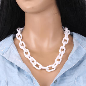 Punk Hip Hop Style Clavicle Chain <b>Necklace</b> Acrylic Oval Link Women's Party Jewelry Fashion <b>Statement</b> Accessory - Product Image 4