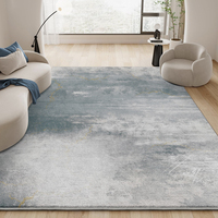 Tapis de sol de salle à manger moderne bleu lavable en fausse fourrure de cachemire moelleux de grande taille 6x9, tapis de salon, tapis de zone pour bureau
