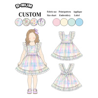 Robe pour fille enfant de haute qualité, motif à carreaux tendance, coton respirant, col carré, mini-robe de princesse pour les fêtes et le quotidien