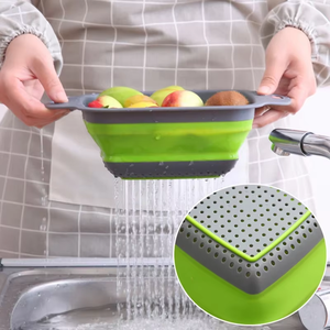 Kitchen Foldable Vegetables Drain Basket Silicone Water Filter Basket <b>Colander</b> Fruit Washing Storage Basket - Product Image 4