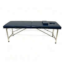 Table de massage pliante de luxe à 2 sections avec pieds en acier inoxydable, table professionnelle pour salon et spa