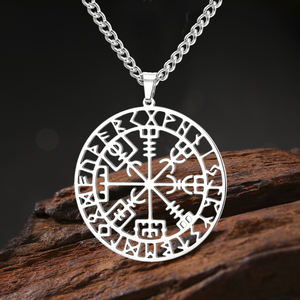 Myshape Vegvisir colgante collar nórdico vikingo <span class=keywords><strong>runas</strong></span> brújula collar protección amuleto joyería <span class=keywords><strong>de</strong></span> acero inoxidable - Product Image 6