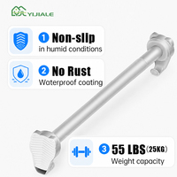 YIJIALE – Tige de douche à tension rotative de 25 mm (37-59 po) sans perçage avec crochet fixe, pour salle de bain et buanderie – 13 ans d'expérience à l'exportation