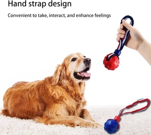 Boules de jouets pour chiens indestructibles avec corde Jouets à mâcher pour animaux de compagnie Balle de nettoyage des dents Balle de friandises pour chiens sur corde Interactive Tug of War - Product Image 3