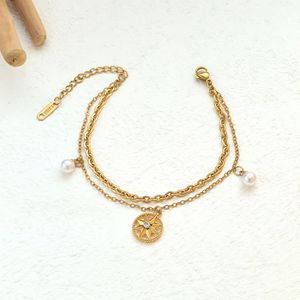 <span class=keywords><strong>Bracelet</strong></span> double couche marguerite en acier inoxydable pour femme, style coréen et japonais, mignon, tendance estivale, cadeau de bijoux en gros - Product Image 3