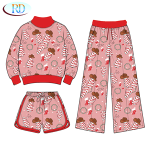 Ensemble de survêtement pour enfants Ruidian en deux pièces, en tissu gingham, col montant, bordure contrastée en molleton français, logo personnalisé, <span class=keywords><strong>short</strong></span>/pantalon - Product Image 4