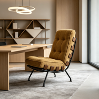 Fauteuil d'appoint en velours rétro de luxe léger, sans accoudoirs, avec cadre en bois courbé, chaise de détente individuelle – Vente en gros usine