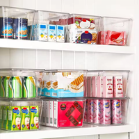 Paquete de 6 Cajas de Almacenamiento Apilables Transparentes de Plástico con Tapa, Grandes, de Grado Alimenticio, PET, para Despensa, Refrigerador, Cocina, Escritorio, Armario