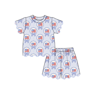 SR4109 Mono de Manga Corta para Bebé, Diseño Personalizado con Estampado de Estrellas y Algas Marinas Azules, Venta al por Mayor - Product Image 2