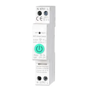 Tuya interruptor inteligente, interruptor de circuito inteligente wifi com medição de potência 1p 63a din rail para casa inteligente e controle remoto, sem fio, com aplicativo