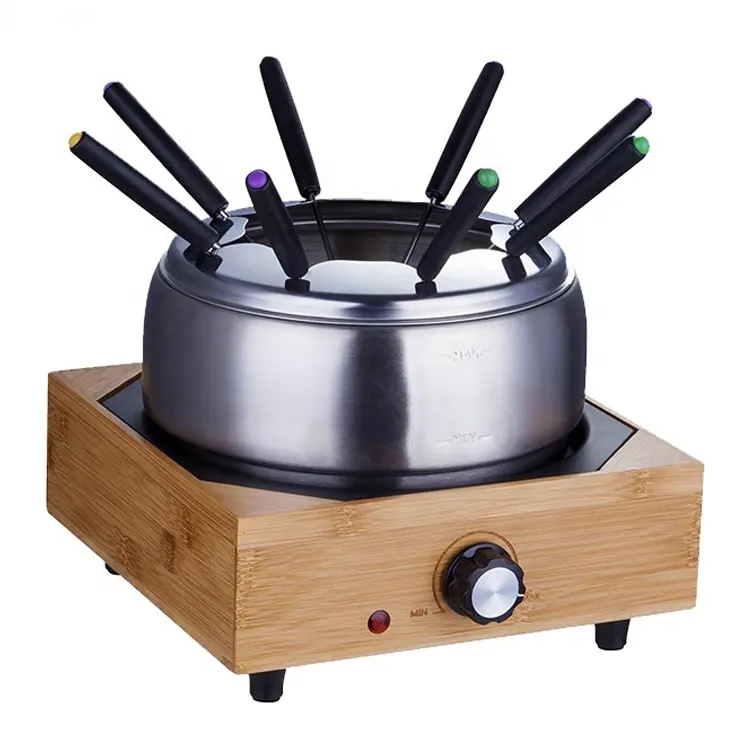 Set Wajan Fondue Coklat Elektrik 1500W Set Fondue Keju Meja Set Fondue 8 Orang Listrik 2.0L Set Fondue