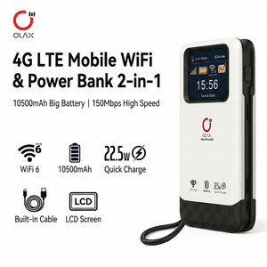 Travel Essential 10500mAh Power Bank 2-in-1 Built-in Type-C Cable LCD Screen 150Mbps EU Bands 4G <b>Mobile</b> WiFi <b>Router</b> CAT4 150Mbps - Product Image 1