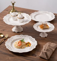 Assiettes à dessert en céramique écologiques, durables, polies, à motifs en relief, ajourées, pour fêtes, mariages, hôtels, vaisselle moderne haut de gamme