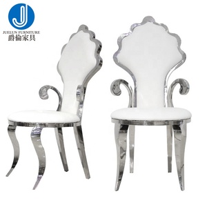 <span class=keywords><strong>Blanc</strong></span> Argenté en acier inoxydable chaises de Maison PU <span class=keywords><strong>fauteuil</strong></span> de luxe en gros Argent accoudoir chaise - Product Image 1
