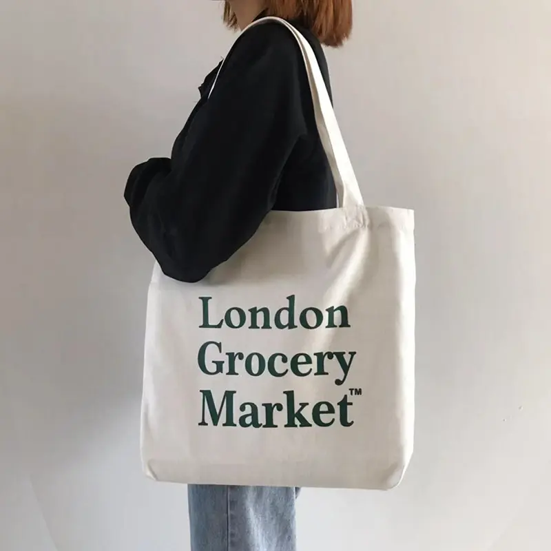 YASEN Custom Canvas Zipper Shopping Bag 2023 Large Capacity Tote Bag Fashion Letter Printing Women's Simple Shoulder Bag