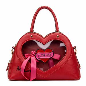 Sac à bandoulière personnalisé double cœur Ita Bag pour la Fête des Mères, design original, avec fenêtre transparente et poignée - Product Image 5