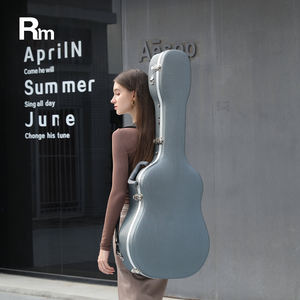 Étui de <span class=keywords><strong>guitare</strong></span> acoustique léger et portable RM, coque rigide en forme de D, matériau plastique ABS, doublure en peluche, sac d'instrument chromé, boucle - Product Image 1