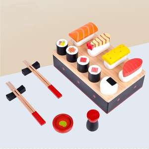 Jouets de cuisine en bois pour enfants, Simulation de nourriture Miniature <span class=keywords><strong>Sushi</strong></span> 3D, jeu de Simulation magnétique, jouets pour filles, ensemble de cuisine en bois, 2019 - Product Image 2