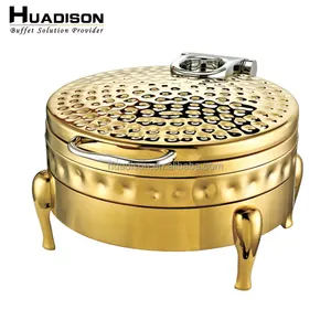 Huadison 대중음식점 장비 대중음식점 호텔을 위한 호화스러운 음식 온열 장치 황금 스테인리스 chaffing 접시