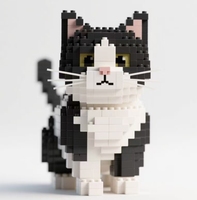 Ensemble de blocs de construction pour chat mignon de qualité supérieure, en matériau ABS, modèle de jouet DIY pour la décoration de bureau et cadeau d'anniversaire