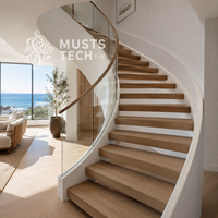 Escalier Courbé de Qualité Supérieure pour Mansion, Design Élégant, Fabrication Ingénieuse, Assurance Qualité
