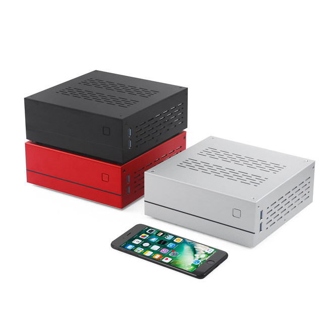SKTC A01 Portable Tower Aluminum Alloy Glass Case Supports Mini-ITX Motherboard and Push-Down Cooler