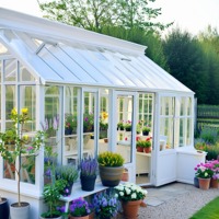Solarium extérieur haut de gamme toutes saisons avec verre trempé, toit à pignon et structure préfabriquée pour cour, balcon et terrasse