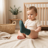 Chaussettes Bébé en Coton Côtelé Mi-Mollet pour Nourrissons et Tout-Petits 0-3 Ans Sans Couture Double Aiguille Unisexe Vente en Gros OEM