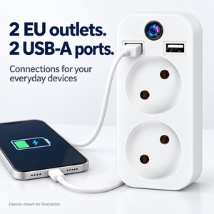 Caméra de surveillance murale avec deux prises EU et port de charge USB A, visionnage mobile WiFi 1080P - Product Image 3