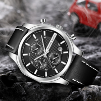 Fabricant de montres-bracelets, créez votre propre marque, montre chronographe lumineuse tendance, montre en cuir véritable pour homme, montre personnalisée pour homme