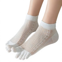 Chaussettes femme à cinq orteils, fines, mi-mollet, printemps-été, en coton peigné, respirantes, anti-transpiration, désodorisantes, en maille, à orteils séparés