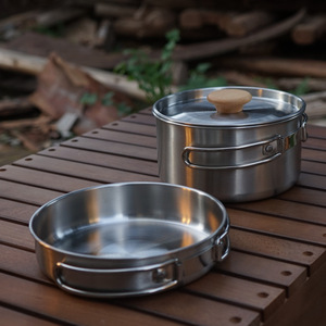 <span class=keywords><strong>Set</strong></span> di pentole da Picnic con manico pieghevole in acciaio inossidabile da campeggio per esterni - Product Image 1