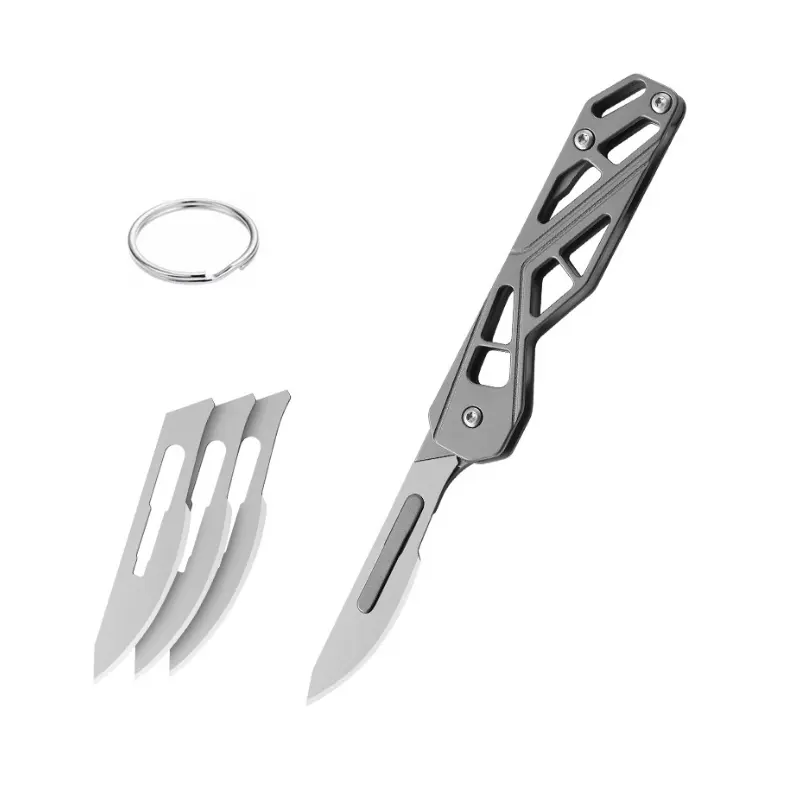 Mini EDC Pocket Knife, günlük taşıma için dahili anahtarlık delikli küçük titanyum katlanır bıçak
