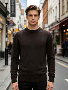 Pull en laine mélangée <span class=keywords><strong>de</strong></span> haute qualité pour homme <span class=keywords><strong>Morgan</strong></span>, à manches longues, pour le printemps et l'automne, style décontracté, logo personnalisé OEM et ODM - Product Image 1