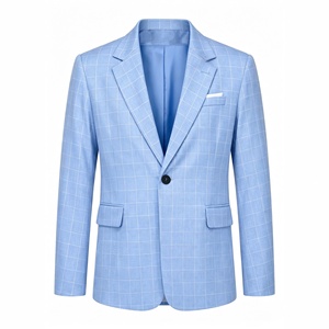 <span class=keywords><strong>Blazer</strong></span> da uomo a quadri azzurro chiaro, monopetto, con revers a revers, vestibilità slim, casual, <span class=keywords><strong>giacca</strong></span> sportiva, <span class=keywords><strong>giacca</strong></span> da lavoro - Product Image 5