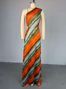 Abito donna <span class=keywords><strong>monospalla</strong></span> con stampa di serie senza maniche Maxi abito taglie forti vestito Casual S-2XL - Product Image 2