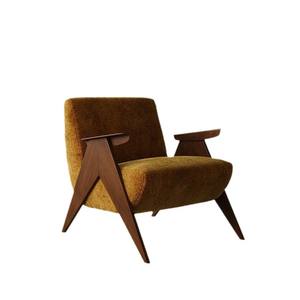 Sillón individual minimalista Español moderno de madera maciza, sillón de ocio para sala de estar de estilo italiano - Product Image 6