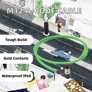 Cable bibo Svlec M12 D-Code de 4 pines macho CAT5E IP68 con carcasa de PVC y cobre chapado en oro para conectores PROFINET de automatización industrial - Product Image 5