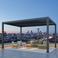 Langlebige Motorisierte Aluminium-Pergola mit Lamellendach und Dachrinnensystem, Robuster Pavillon mit Geringer Mindestbestellmenge für Alle Klimazonen, Hinterhof und Balkon