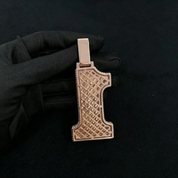Collier Pendentif Personnalisé de Luxe en Zircon, Pendentifs Numériques Hip Hop Plaqué Or, Breloques de Mode Iced Out