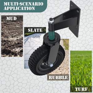 Roue de porte de 8 pouces pour porte en tube métallique Porte en bois Capacité de 600lb Roulettes à ressort absorbant les chocs pour porte coulissante - Product Image 4