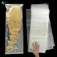 Sacs en plastique PP à bas prix pour extensions de cheveux, sacs d'emballage transparents à fermeture éclair pour mèches de cheveux