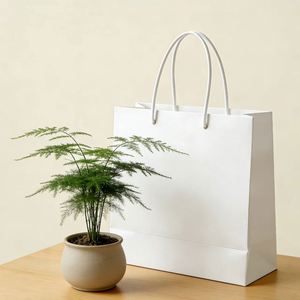 Bolsa de Cartón Blanca Reciclable Personalizada con Ojo de Grommet para Compras, Zapatos, Ropa y Regalos Empresariales - Product Image 5