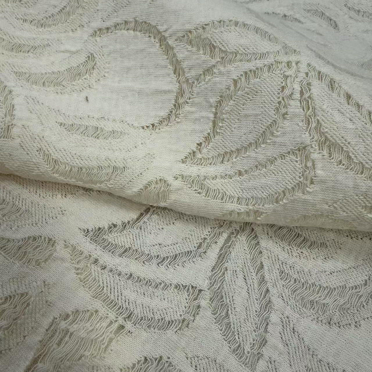 Made in Italy 58%Cotton 28%Viscose 12%PL 2%Spandex Cream Double Layer Stretchy Fabric Width 130cm